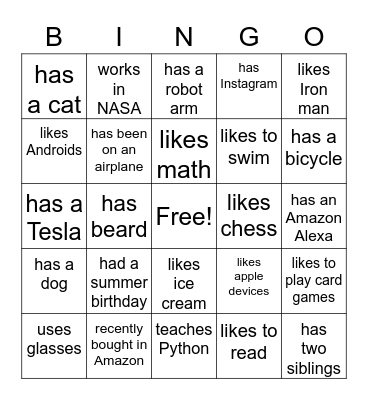 Find Someone Who... Bingo Card