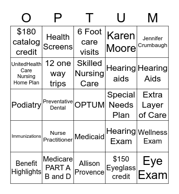 Optum Bingo Card