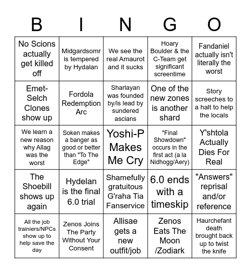 i did the thing Bingo Card