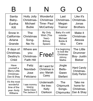 Holly Jolly Bingo Card