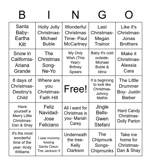 Holly Jolly Bingo Card