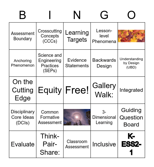 NGSS Bingo Card