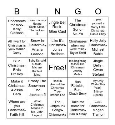 Holly Jolly Christmas Bingo Card