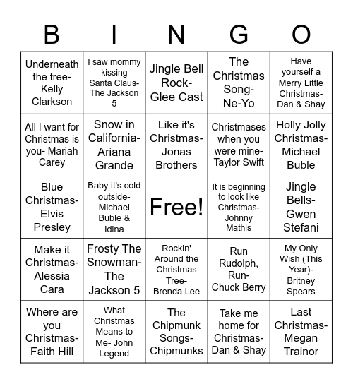 Holly Jolly Christmas Bingo Card