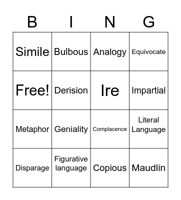 honors humanities vocab 13 Bingo Card