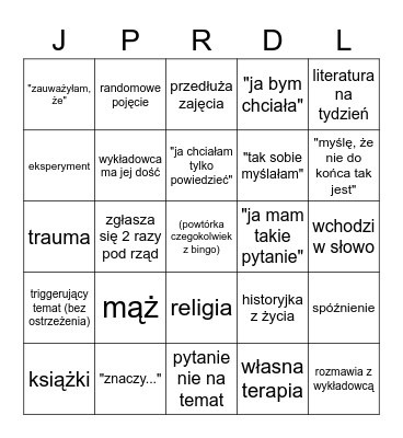 just ania things Bingo Card