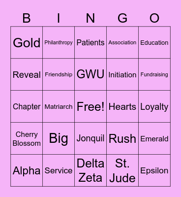 Bingo Night for St. Jude Bingo Card