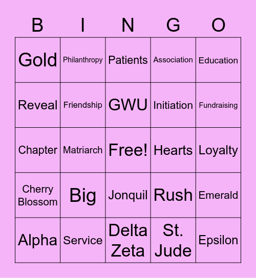 Bingo Night for St. Jude Bingo Card