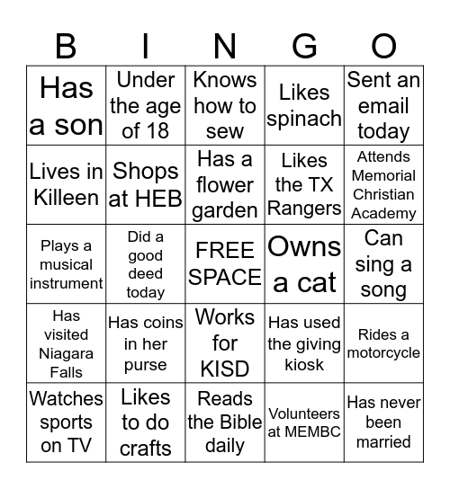 MEMBC 5th Sunday Potluck Bingo Card