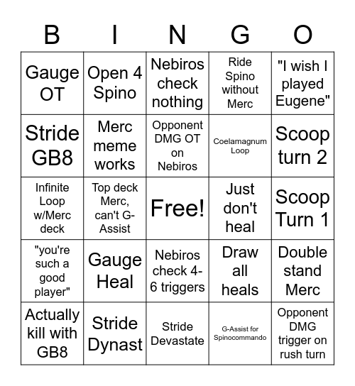 CardDweeb BINGO! Bingo Card