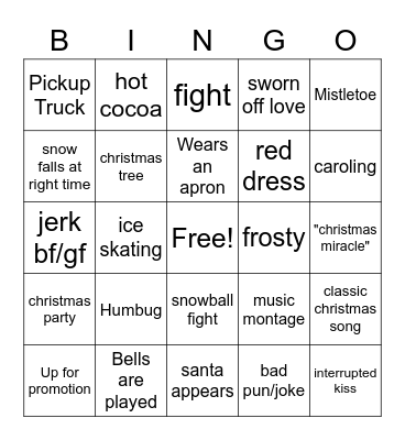 Christmas Movie Bingo Card