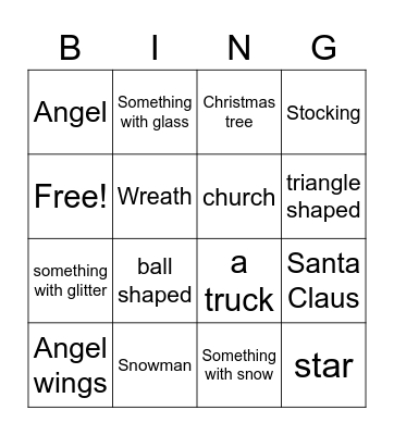 Christmas Ornament Bingo Card