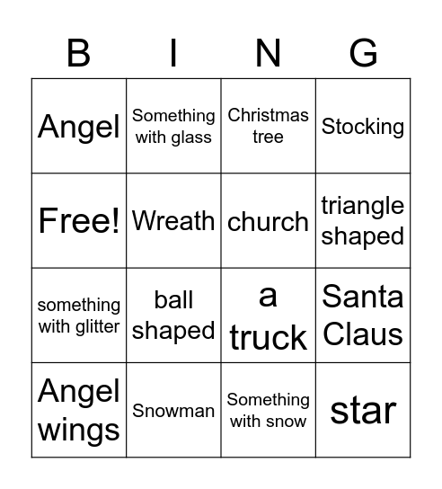Christmas Ornament Bingo Card