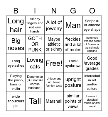 What am i attracted to Bingo Card
