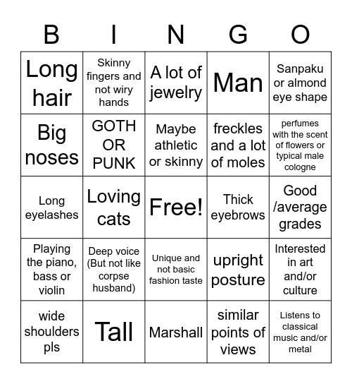 What am i attracted to Bingo Card