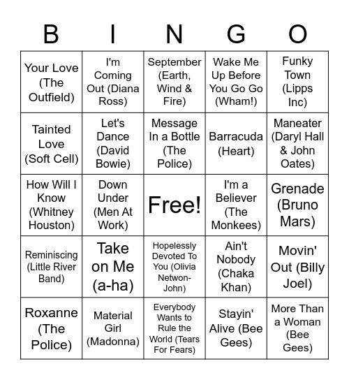 GINNY'S 60TH DJ BINGO Card