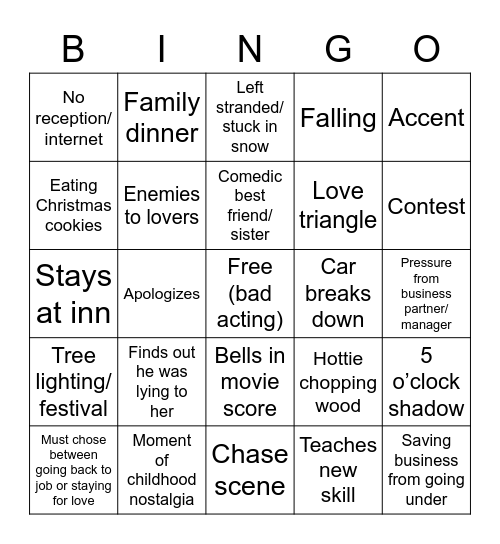 Christmas movie bingo Card