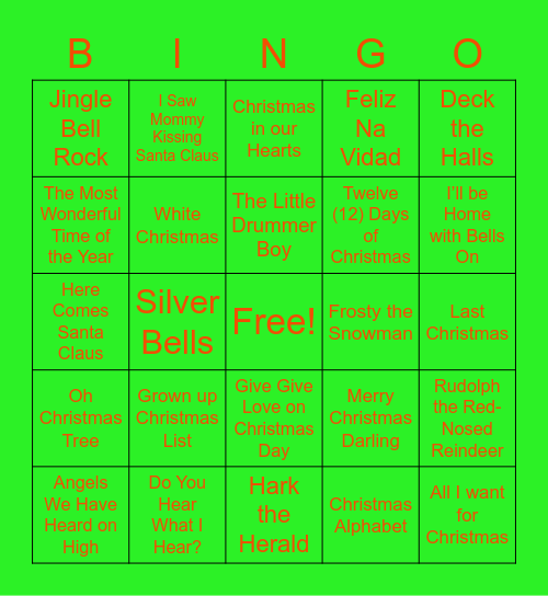 Christmas Songs! Bingo Card