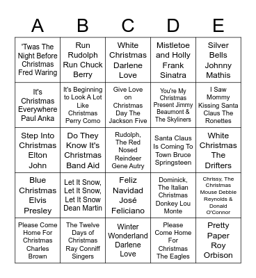 CHRISTMAS SONGS BINGO Card