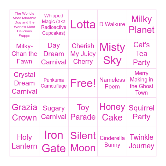 Iconic Lolita Dresses! Bingo Card