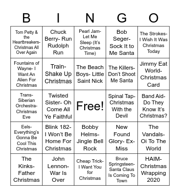 Total-Quiz.com Presents Radio Bingo: Rock-n-Roll Holiday Bingo Card