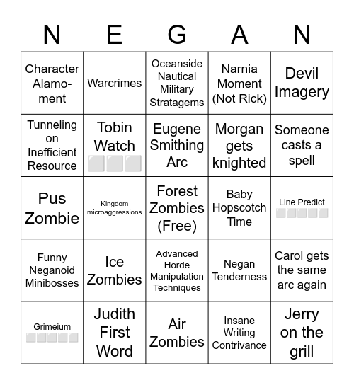 TWD Season 8 Bingo Card
