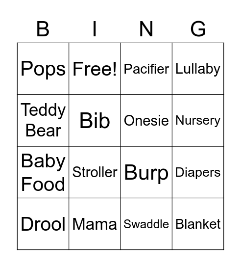 Christoria Baby Bingo Card