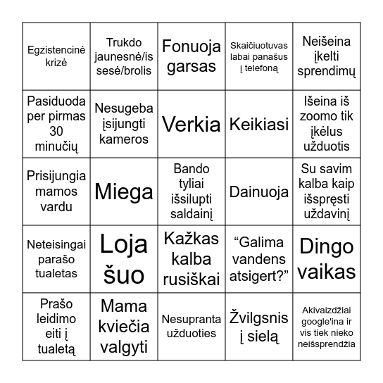 Nuotoliniai stebėjimai Bingo Card