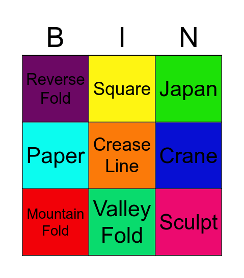 Origami Bingo Card