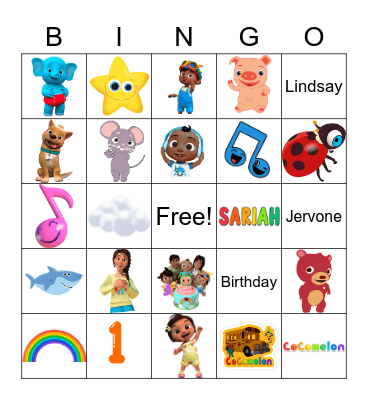 Sariah 1st Birthday Bingo Card