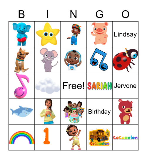 Sariah 1st Birthday Bingo Card