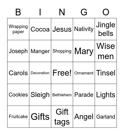 Christmas Bingo Card