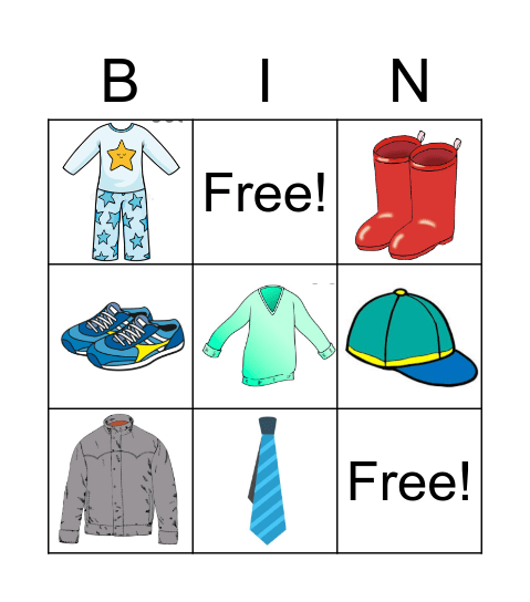 Clothes Bingo Card