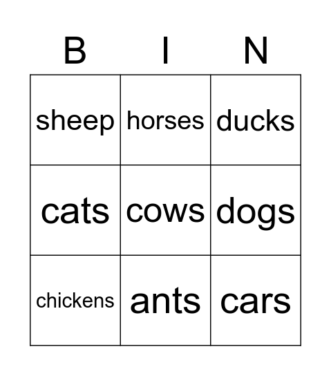 FARM Bingo Card