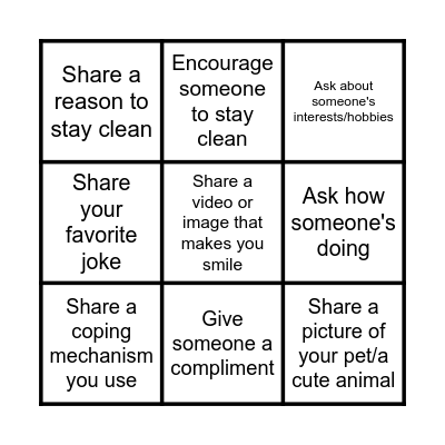 Support Bingo Card