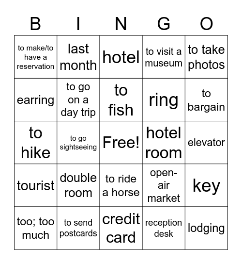 Vocab 1.2 Bingo Card