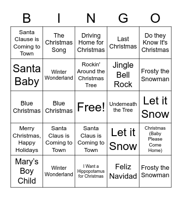 Christmas Jingles #1 Bingo Card