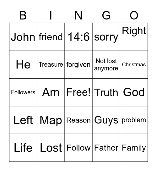 John 14:6 - Children's Church Bingo Card