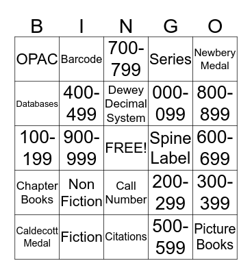 Library Bingo Card