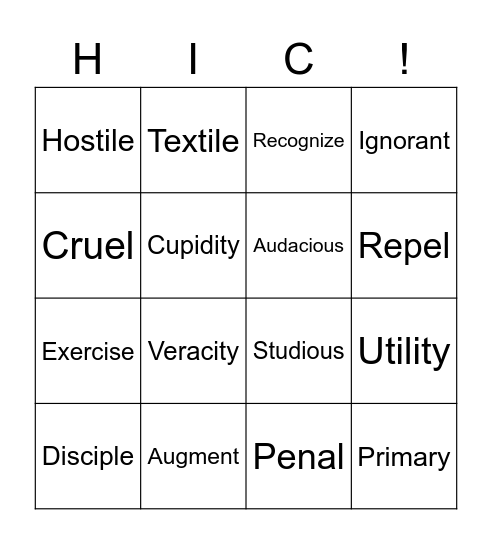 Untitled Bingo Card