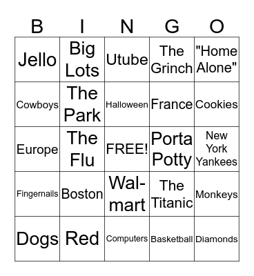 Dowell's Bingo Card