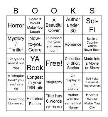 GSLC Book Bingo 2022 Bingo Card