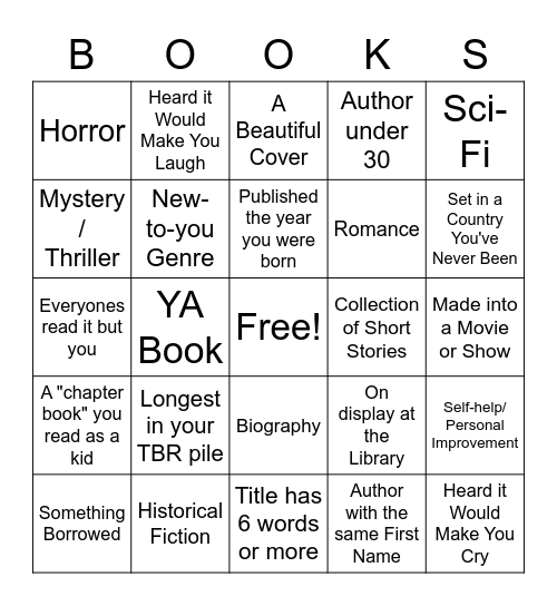 GSLC Book Bingo 2022 Bingo Card