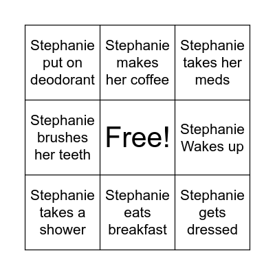 morning routine Bingo Card