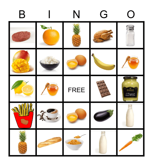 FOOD Bingo Card