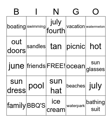 SUMMER Bingo Card