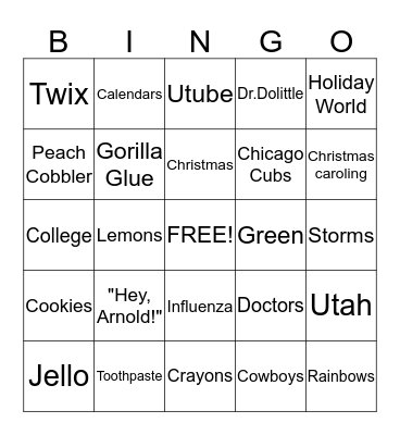 Dowell's Bingo Card