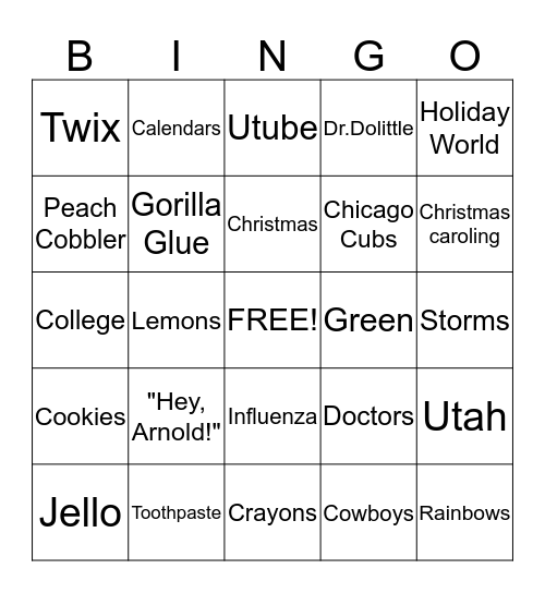 Dowell's Bingo Card