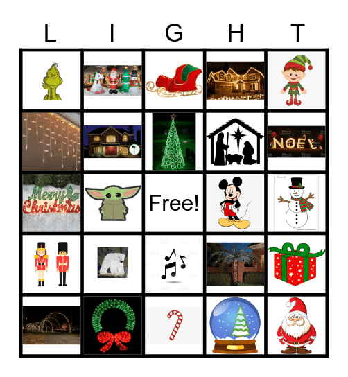 Christmas Lights Bingo Card