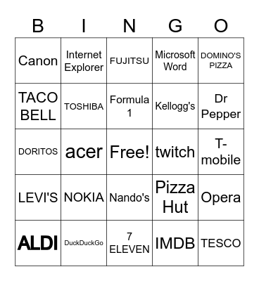 Logos Bingo Card